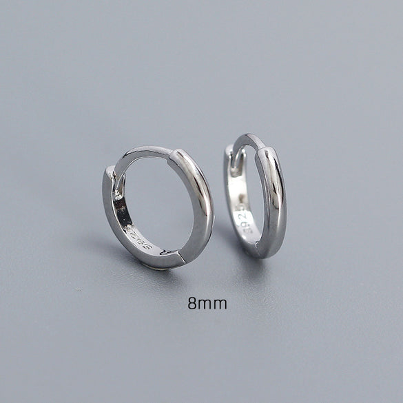1 Pair Simple Style Round Plating Sterling Silver Hoop Earrings