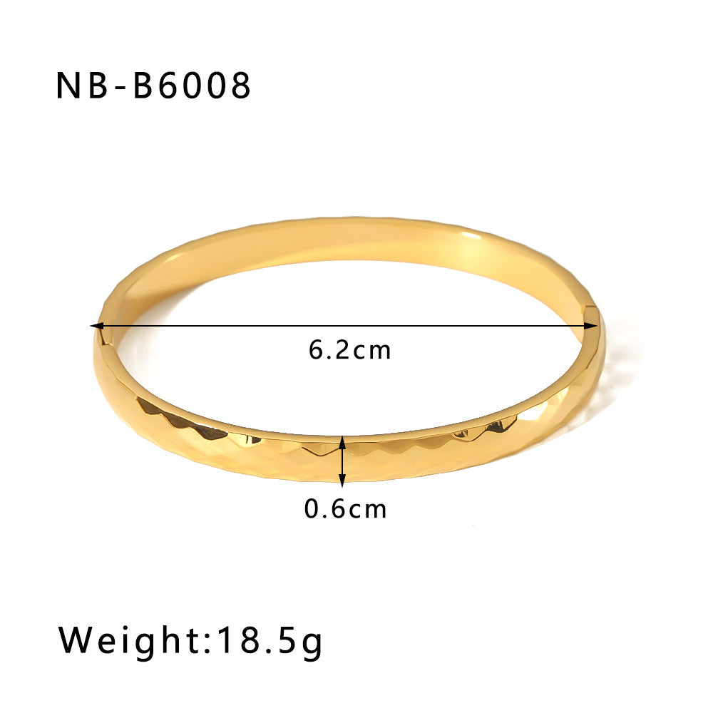 Stainless Steel 18K Gold Plated Simple Style Geometric Inlay Zircon Bangle