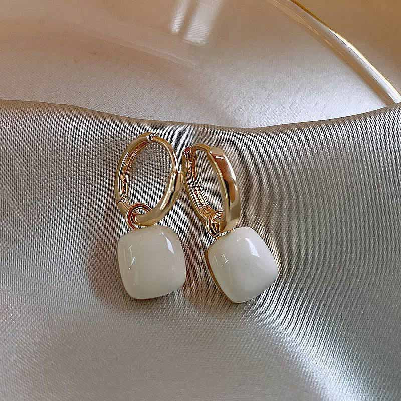 1 Pair Casual Simple Style Square Heart Shape Enamel Alloy Drop Earrings