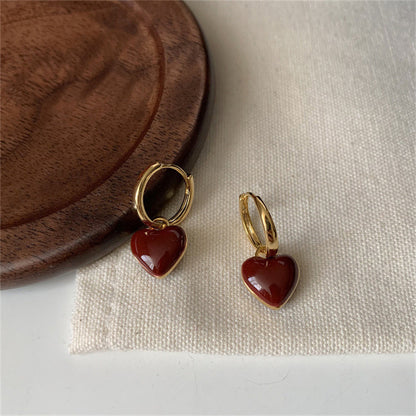 1 Pair Casual Simple Style Square Heart Shape Enamel Alloy Drop Earrings