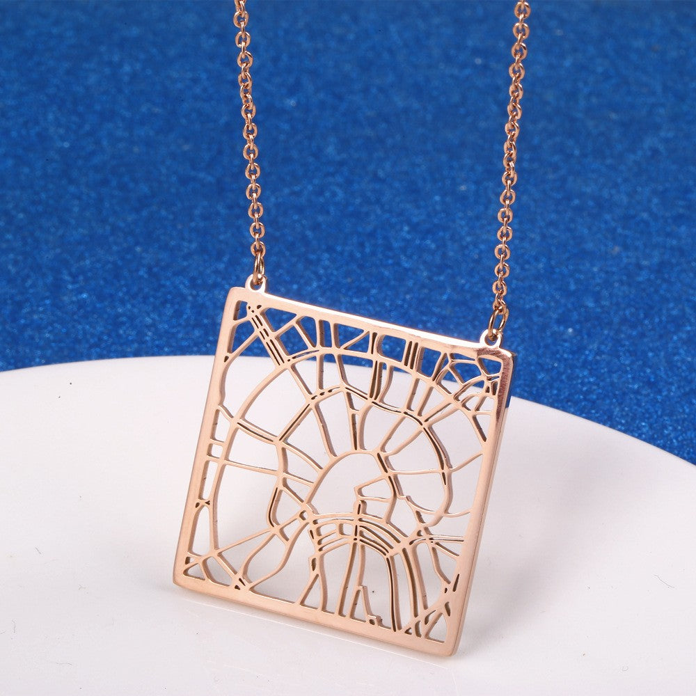 Stainless Steel 18K Gold Plated Casual Simple Style Map Pendant Necklace