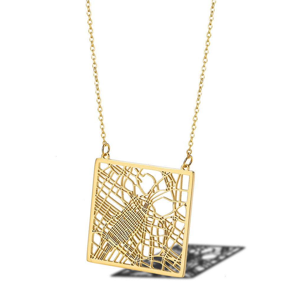 Stainless Steel 18K Gold Plated Casual Simple Style Map Pendant Necklace