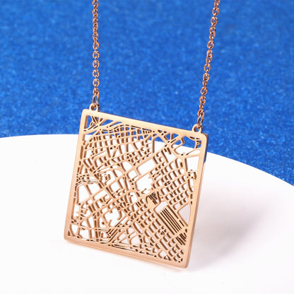 Stainless Steel 18K Gold Plated Casual Simple Style Map Pendant Necklace