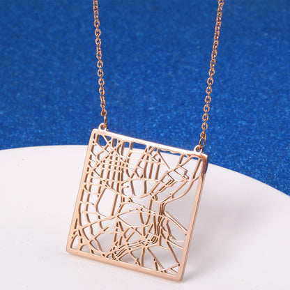 Stainless Steel 18K Gold Plated Casual Simple Style Map Pendant Necklace