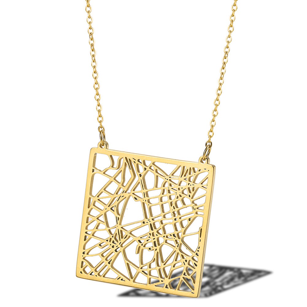 Stainless Steel 18K Gold Plated Casual Simple Style Map Pendant Necklace