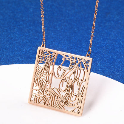 Stainless Steel 18K Gold Plated Casual Simple Style Map Pendant Necklace