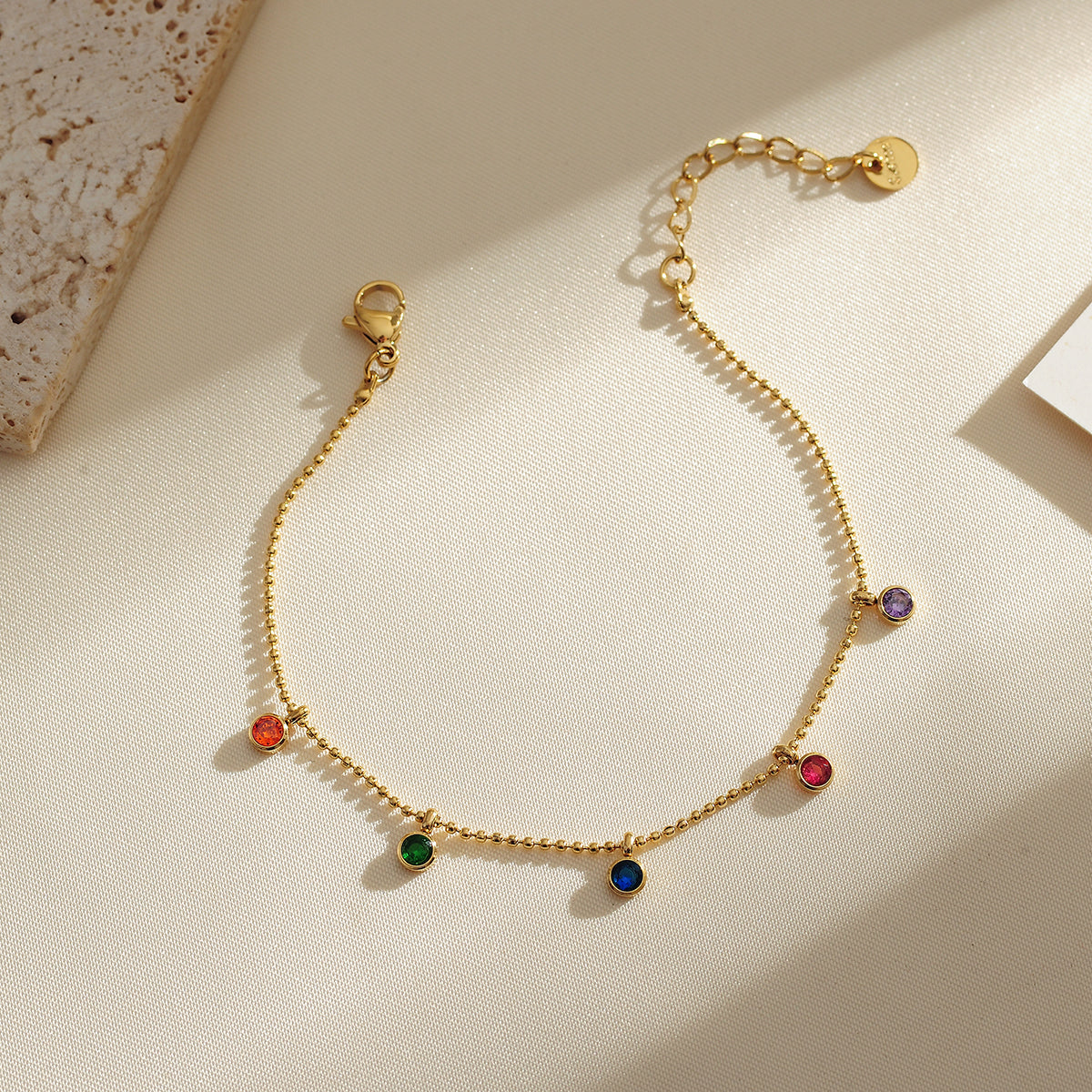 Stainless Steel 18K Gold Plated Simple Style Round Inlay Zircon Bracelets