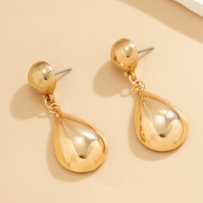 1 Pair Simple Style Shiny Oval Polishing Alloy Drop Earrings