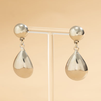 1 Pair Simple Style Shiny Oval Polishing Alloy Drop Earrings