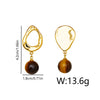 1 Pair Elegant Simple Style Geometric Asymmetrical Inlay Copper Natural Stone 18K Gold Plated Drop Earrings