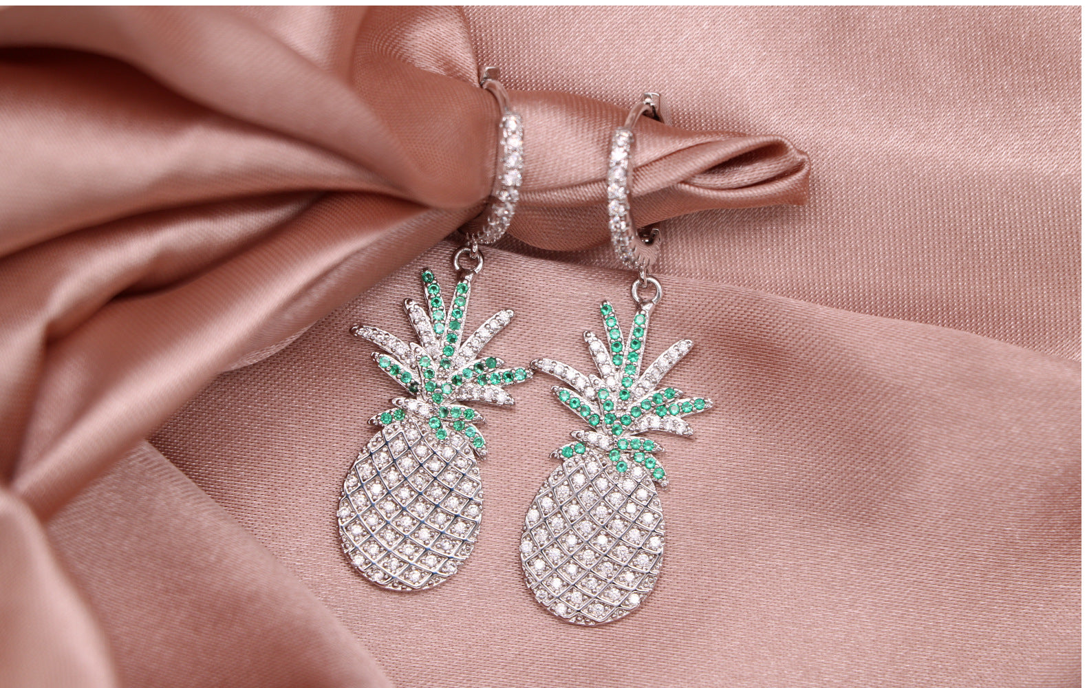 1 Pair IG Style Shiny Pineapple Plating Inlay Copper Zircon Drop Earrings