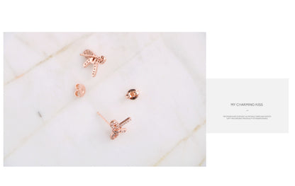 1 Pair IG Style Sweet Bow Knot Inlay Copper Zircon Ear Studs