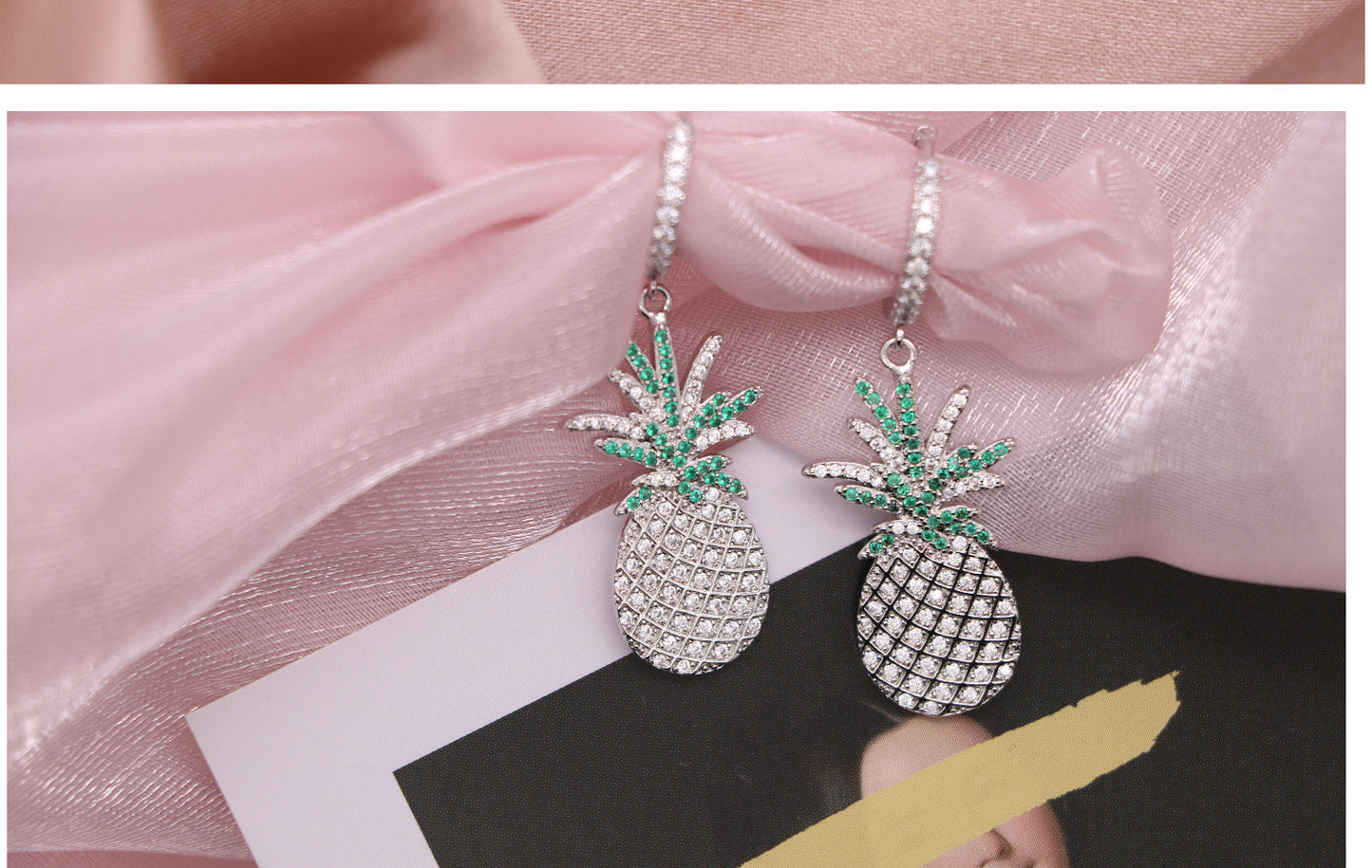 1 Pair IG Style Shiny Pineapple Plating Inlay Copper Zircon Drop Earrings