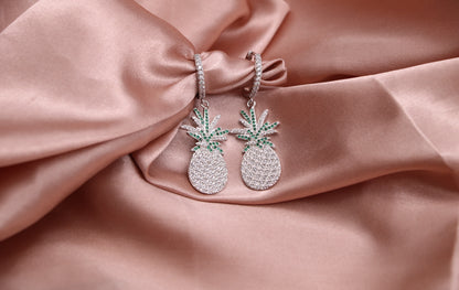 1 Pair IG Style Shiny Pineapple Plating Inlay Copper Zircon Drop Earrings