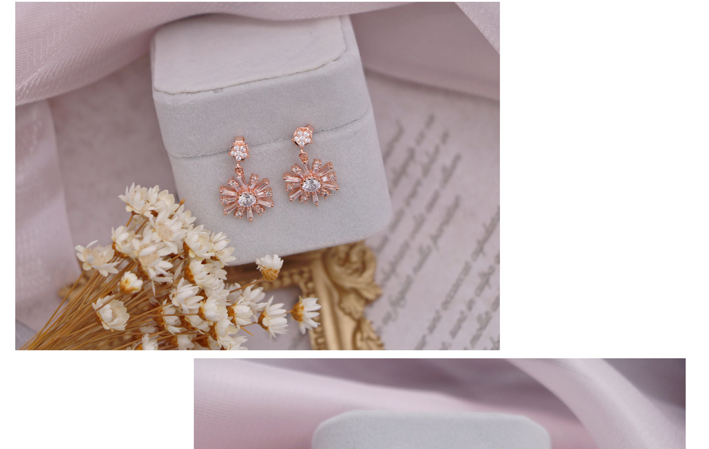 1 Pair IG Style Shiny Flower Inlay Copper Zircon Gold Plated Drop Earrings