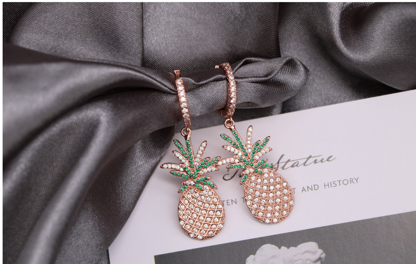 1 Pair IG Style Shiny Pineapple Plating Inlay Copper Zircon Drop Earrings