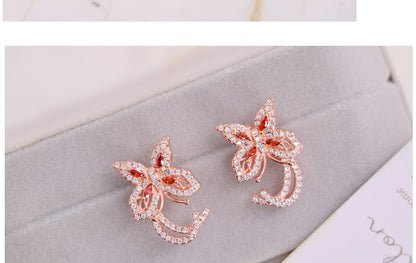 1 Pair Ethnic Style Shiny Butterfly Plating Inlay Copper Zircon Ear Studs