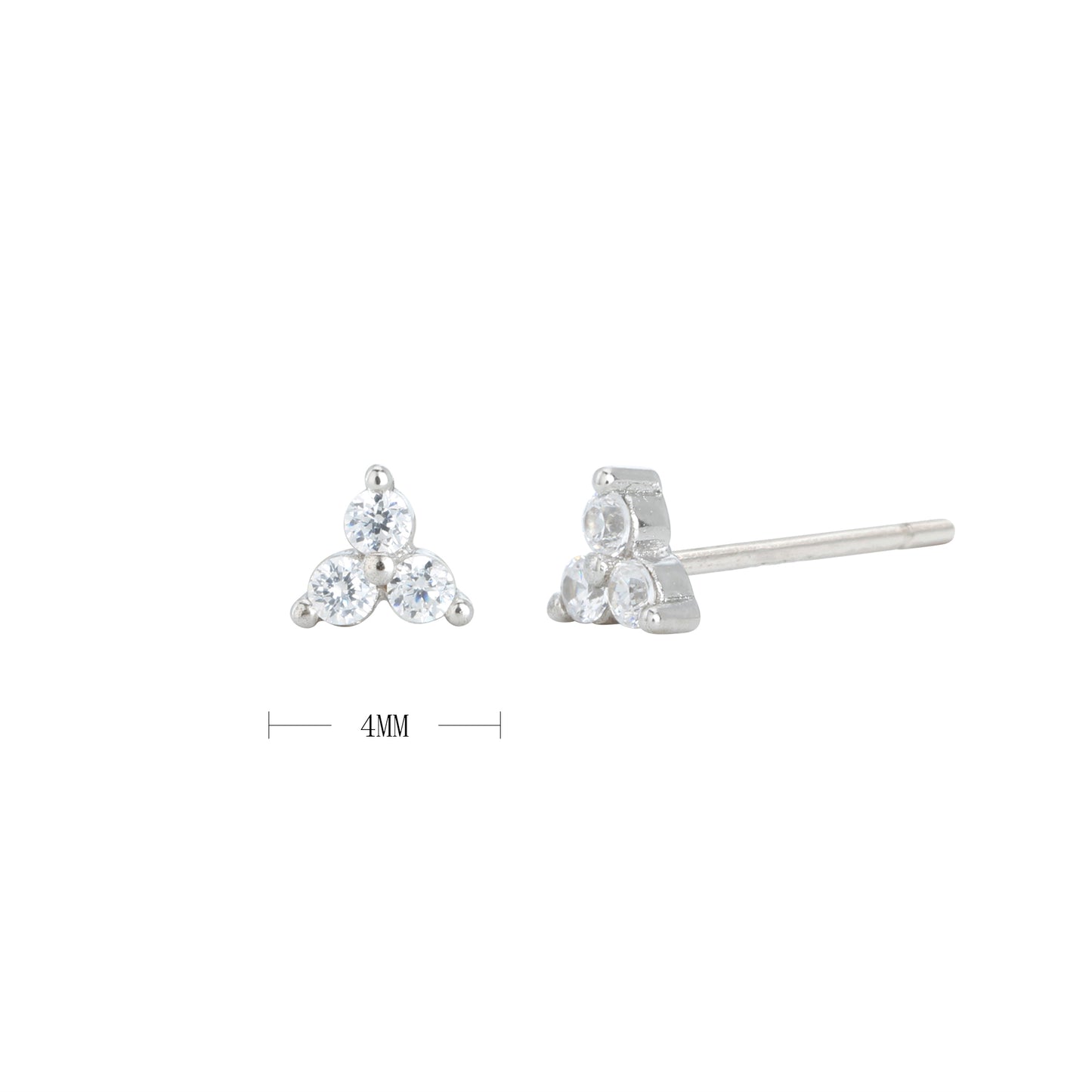 1 Pair Simple Style Triangle Plating Inlay Sterling Silver Zircon White Gold Plated Gold Plated Ear Studs