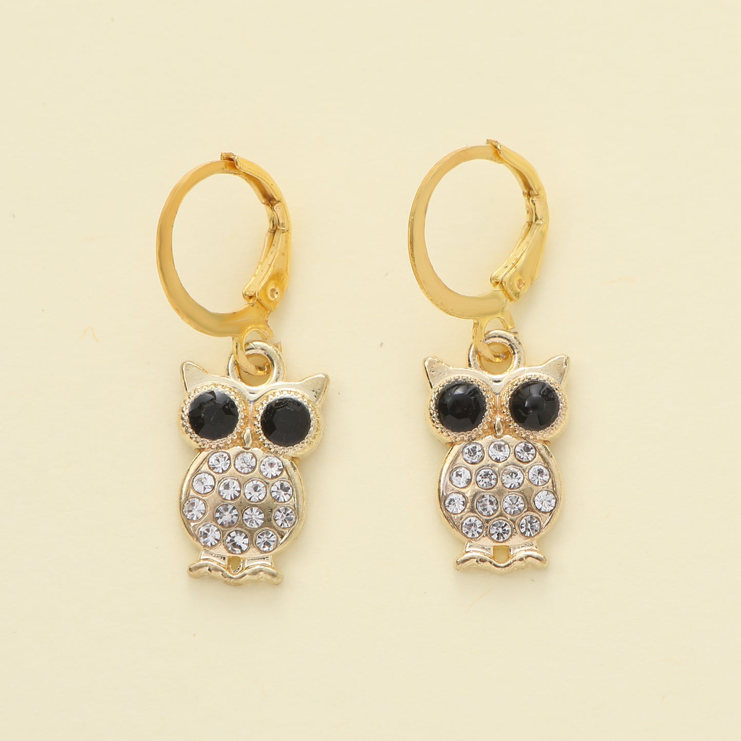 1 Pair Elegant Shiny Star Owl Alloy Zircon Drop Earrings