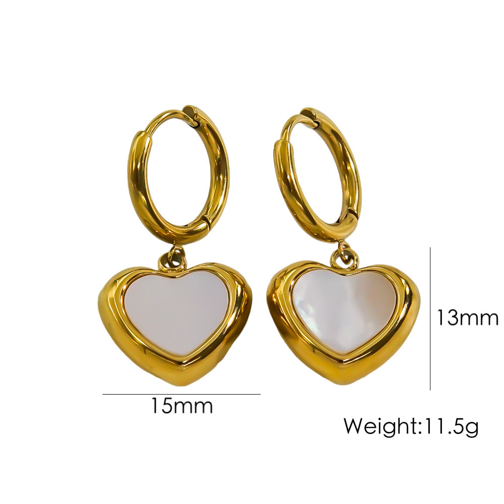 1 Pair IG Style Y2K Simple Style Round Star Heart Shape Inlay Stainless Steel Pearl Shell 14K Gold Plated Drop Earrings