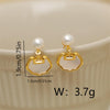 1 Pair Elegant Sweet Lock Inlay Copper Pearl Shell 18K Gold Plated Drop Earrings