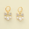 1 Piece Sweet Simple Style Round Letter Bow Knot Hollow Out Inlay Alloy Pearl Zircon Drop Earrings