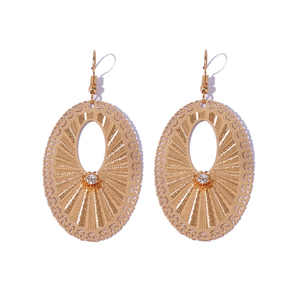 1 Pair Simple Style Classic Style Oval Plating Inlay Copper Zircon Gold Plated Drop Earrings