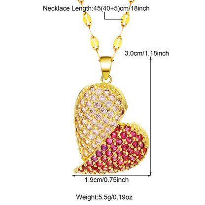 304 Stainless Steel Copper Simple Style Classic Style Layered Heart Shape Pendant Necklace