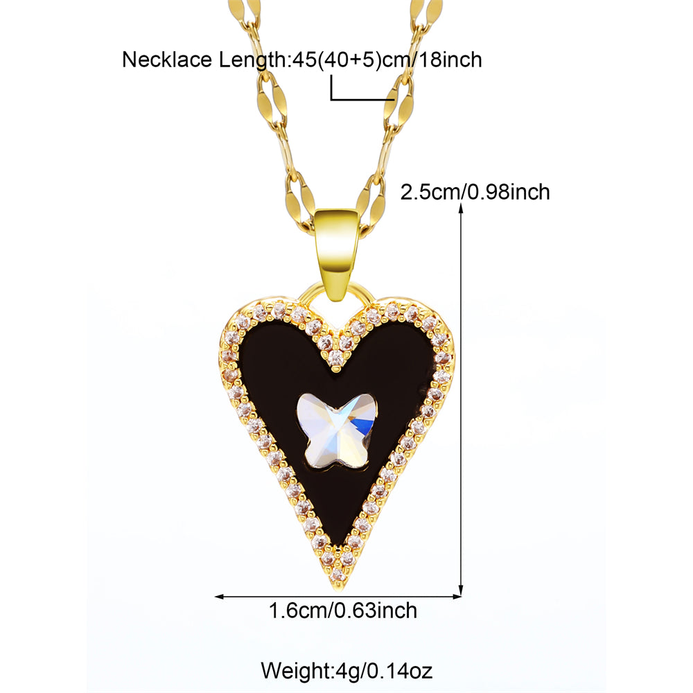 304 Stainless Steel Copper Simple Style Classic Style Layered Heart Shape Pendant Necklace