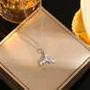 Stainless Steel Gold Plated Silver Plated Casual Commute Heart Shape Mermaid Bow Knot Hollow Out Inlay Zircon Pendant Necklace