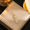 Stainless Steel Gold Plated Silver Plated Casual Commute Heart Shape Mermaid Bow Knot Hollow Out Inlay Zircon Pendant Necklace