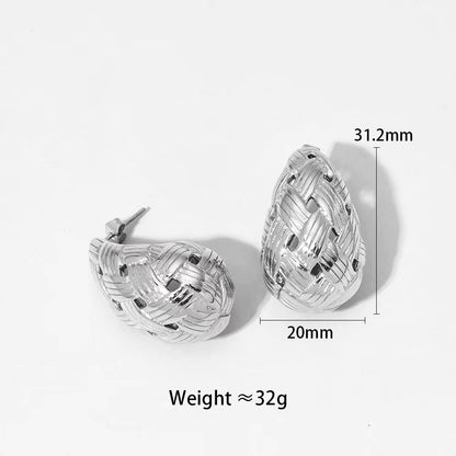 1 Pair IG Style Simple Style C Shape Water Droplets Stainless Steel 18K Gold Plated Ear Studs