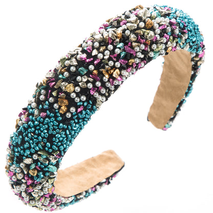 Women'S Luxurious Pearl Cloth Inlay Natural Stone Hair Band