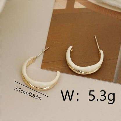 1 Pair Casual Sweet Artistic C Shape Enamel Copper 18K Gold Plated Ear Studs