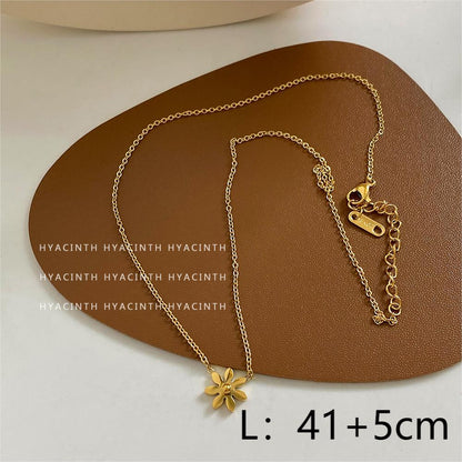 Copper 18K Gold Plated Elegant Cute Simple Style Flower Necklace