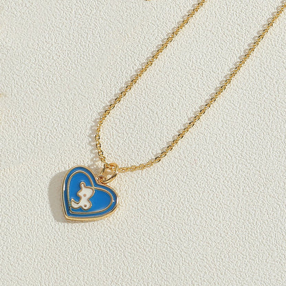 Copper 14K Gold Plated Vintage Style Simple Style Commute Constellation Heart Shape Enamel Pendant Necklace