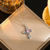 Stainless Steel Gold Plated Silver Plated Casual Commute Cross Inlay Zircon Pendant Necklace