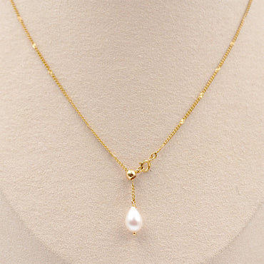 Titanium Steel Gold Plated Modern Style Simple Style Classic Style Water Droplets Pearl Pendant Necklace