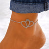 Vacation Simple Style Moon Heart Shape Copper Inlay Artificial Rhinestones Artificial Diamond Gold Plated Silver Plated Women's Anklet