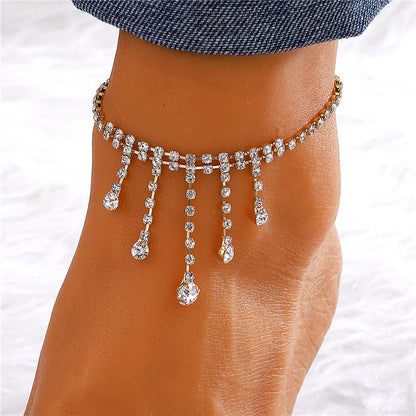 Vacation Simple Style Moon Heart Shape Copper Inlay Artificial Rhinestones Artificial Diamond Gold Plated Silver Plated Women's Anklet