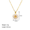 Titanium Steel 18K Gold Plated Casual Simple Style Commute Crown Feather Flower Inlay Artificial Rhinestones Pendant Necklace