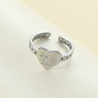 Titanium Steel Streetwear Hand Heart Shape Open Rings