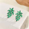 1 Pair Casual Elegant Leaves Inlay Copper Zircon Silver Plated Ear Studs