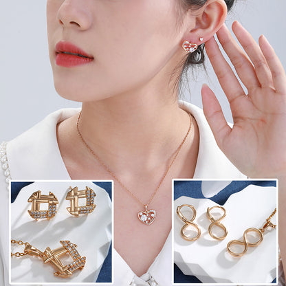 XUPING Simple Style Commute Heart Shape Alloy Copper Alloy Hollow Out Inlay Artificial Gemstones 18K Gold Plated Women's Jewelry Set