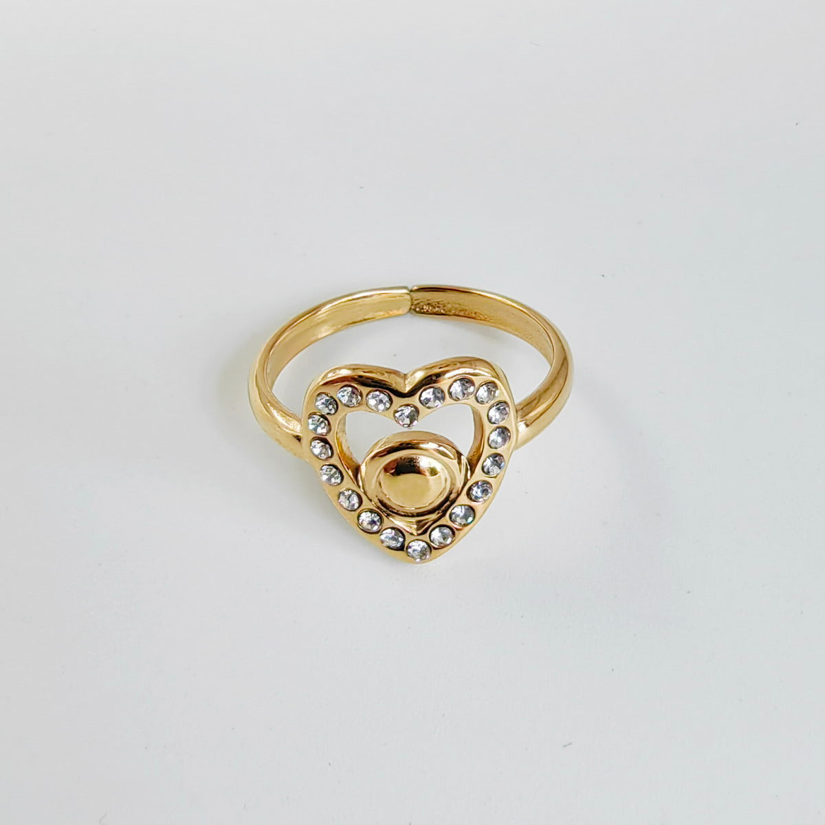 Stainless Steel Titanium Steel 14K Gold Plated Vintage Style Simple Style Heart Shape Plating Open Rings