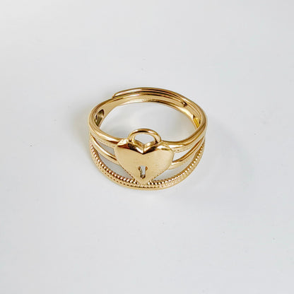 Stainless Steel Titanium Steel 14K Gold Plated Vintage Style Simple Style Heart Shape Plating Open Rings