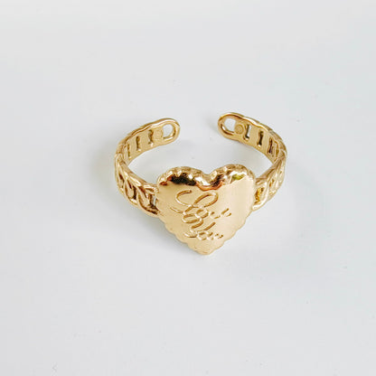 Stainless Steel Titanium Steel 14K Gold Plated Vintage Style Simple Style Heart Shape Plating Open Rings