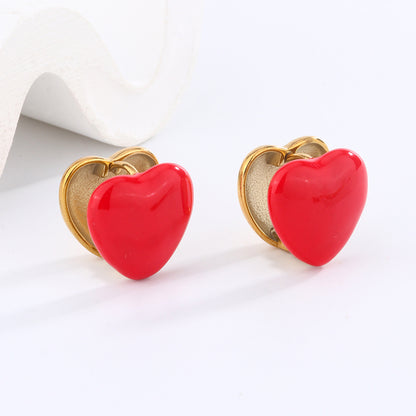 1 Pair Simple Style Classic Style Heart Shape Snake Scallop Enamel Plating Stainless Steel Titanium Steel 18K Gold Plated Ear Cuffs