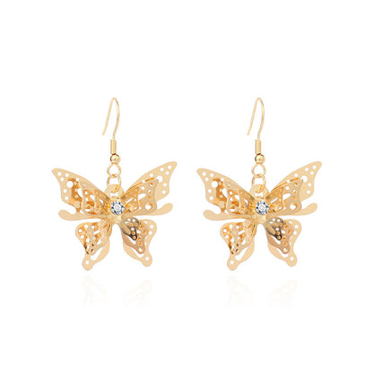 1 Pair Simple Style Butterfly Inlay Copper Zircon Drop Earrings