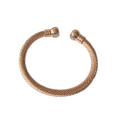 Copper 18K Gold Plated Retro Color Block Bangle